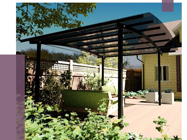 Навесы для террасы в Угличе от 13286 руб. под ключ | ПРОЛЁТ-Глч