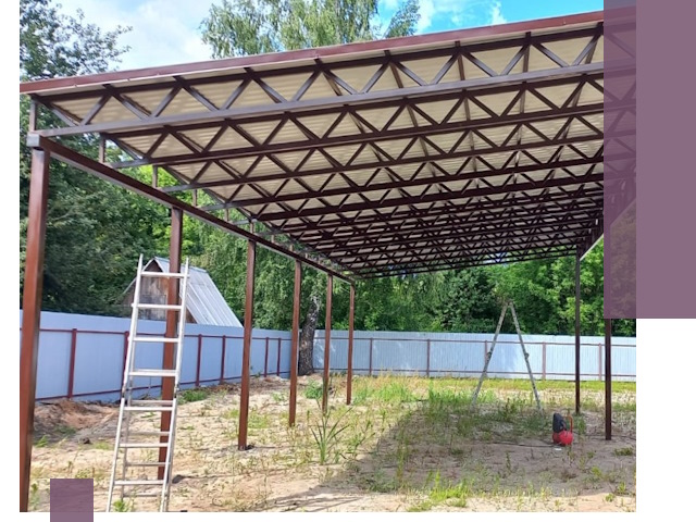 Односкатные навесы под ключ в Угличе — изготовление и монтаж