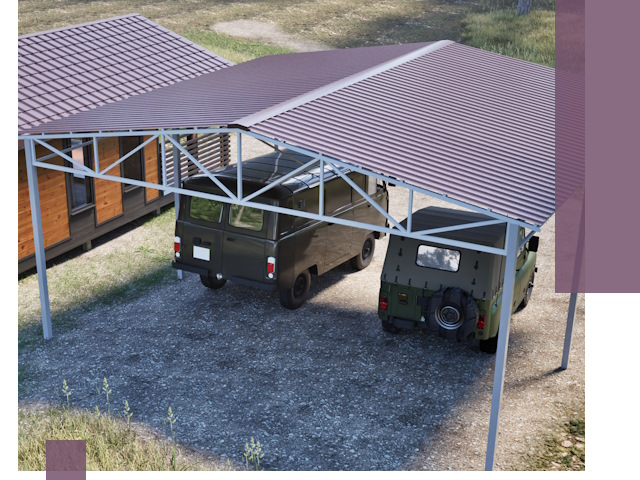 Двускатные навесы под ключ в Угличе — изготовление и монтаж